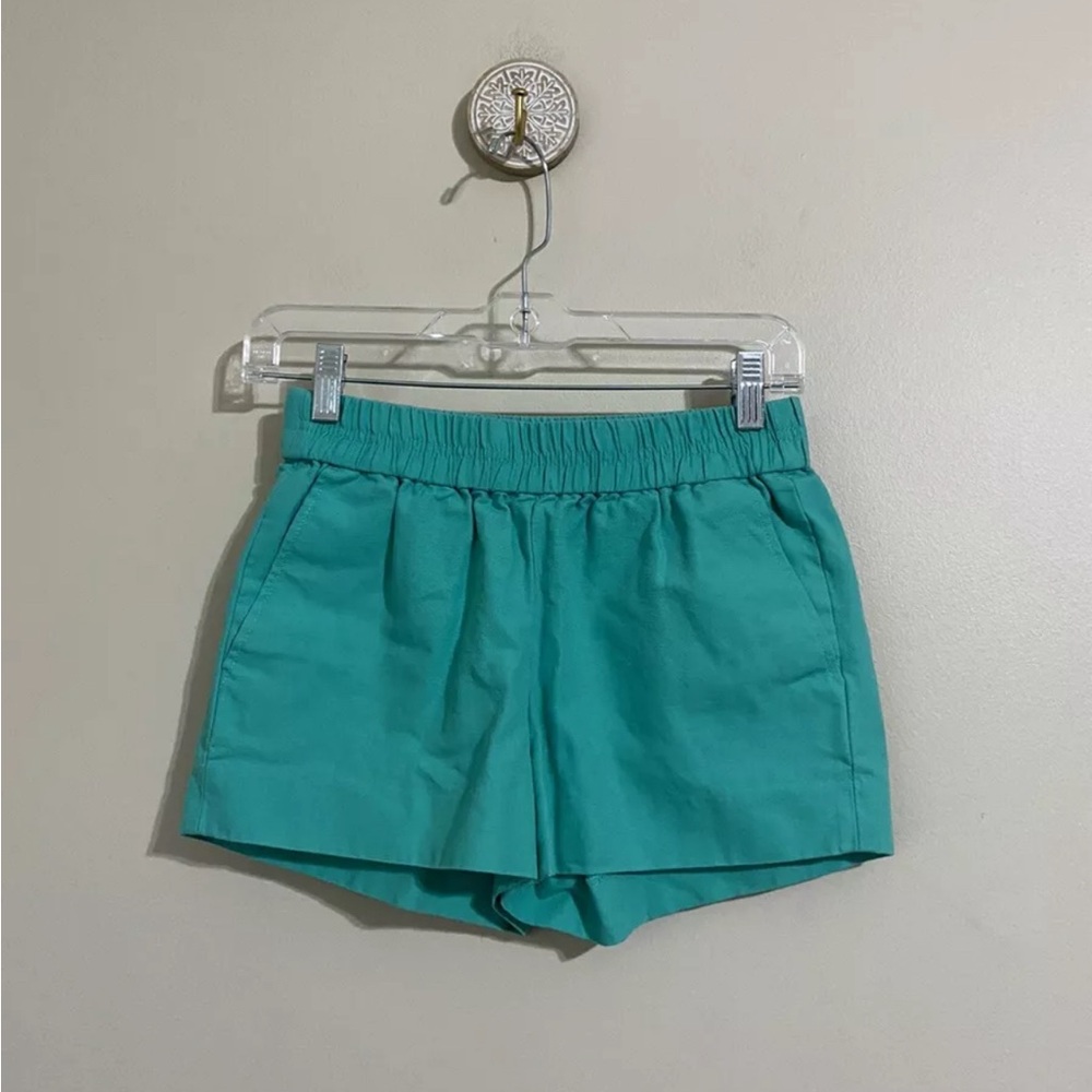 J Crew Women’s Sz 00 Chino 3" Boardwalk Shorts Green  Pull On